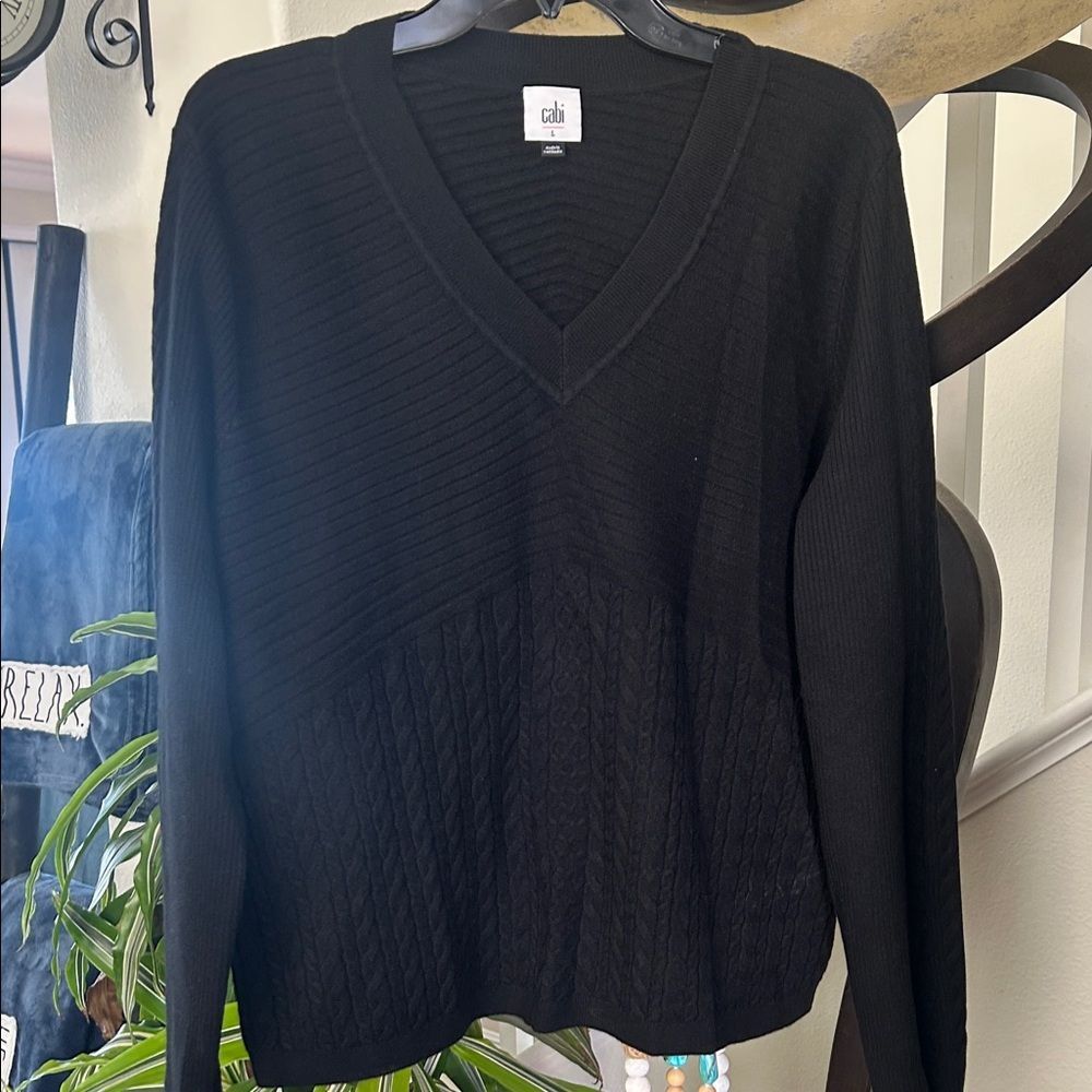 CAbi Black Textured V-Neck Sweater - Picture 1 of 3
